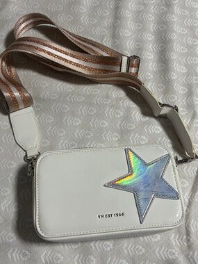 White Crossbody Bag with Holographic Star Accent